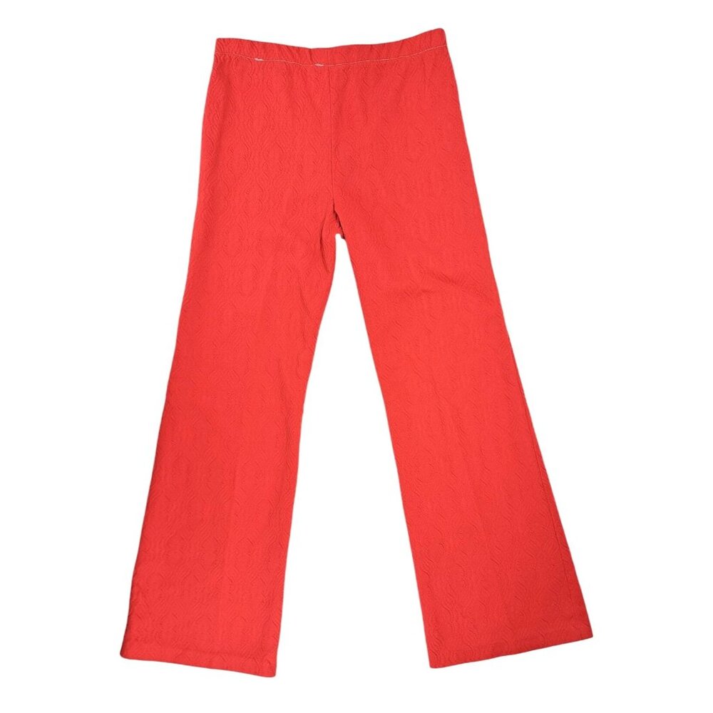 Vintage Handmade Polyester Pants Textured Stitched Crease Disco Red Women Size 4 - Picture 2 of 8